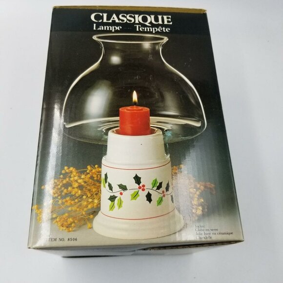 Vintage Towle Classique Hurricane Lamp Christmas Candle Decorative Base Dome New - Picture 1 of 6